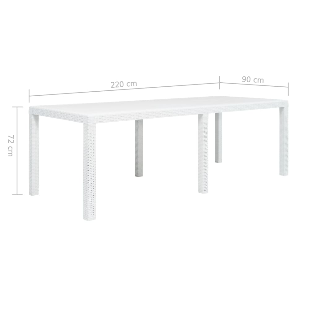 Gartentisch Weiss 220 x 90 x 72 cm Kunststoff Rattan-Optik